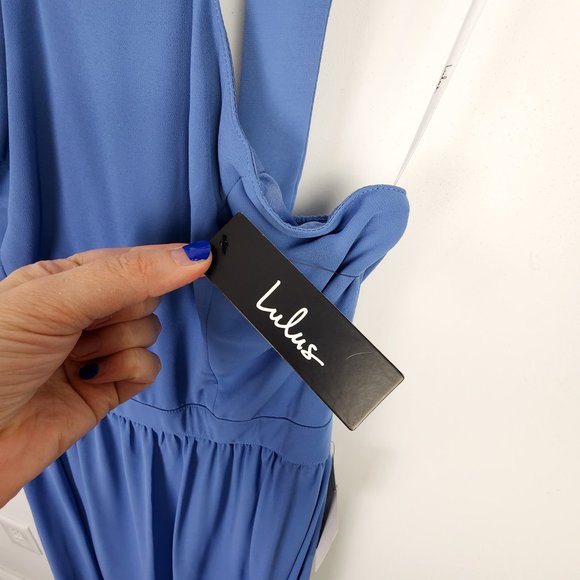 NWT Lulus Air Of Romance Blue Gown Maxi Dress Size Medium - Picture 9 of 13